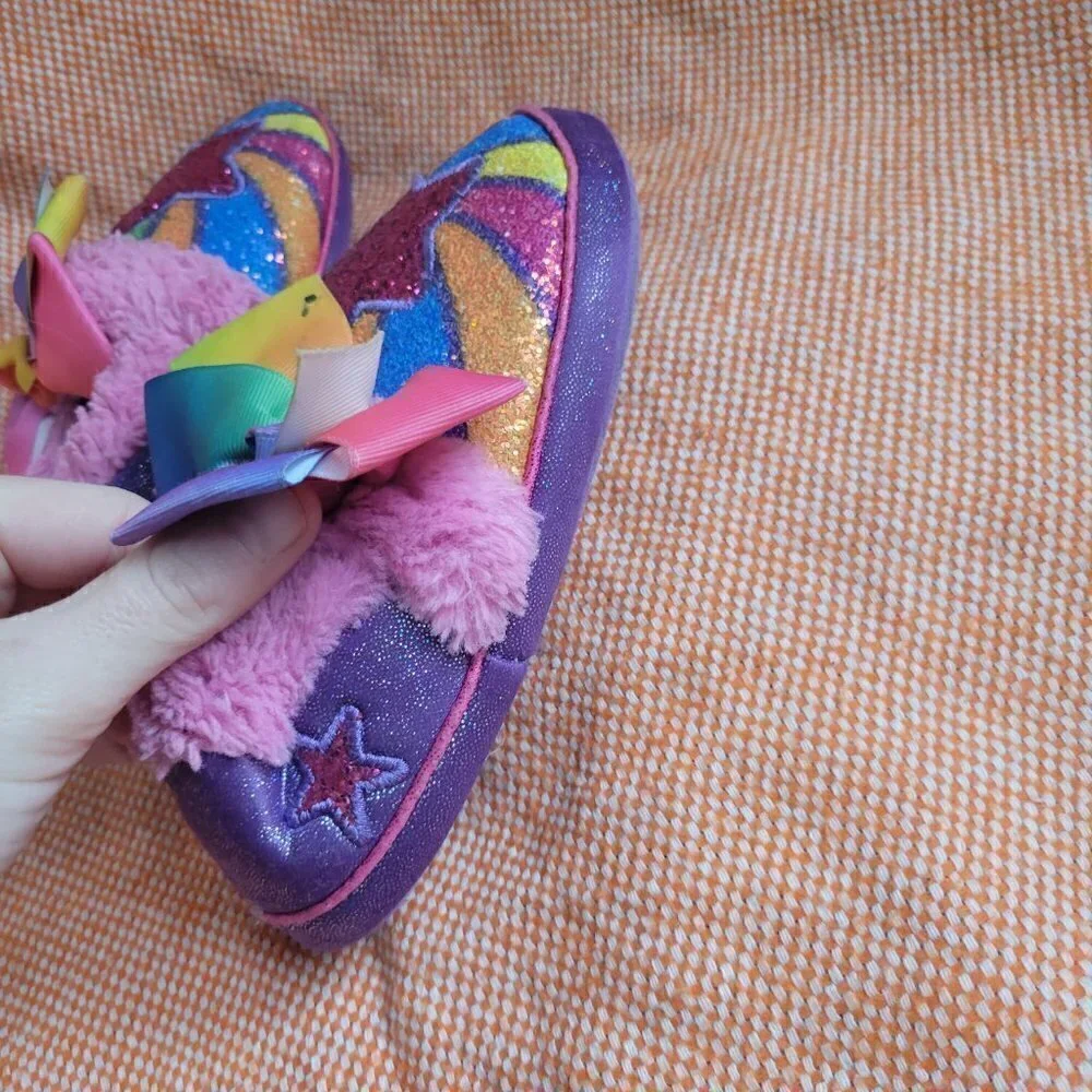 JoJ Siwa Closed Back Rainbow Glitter Star Slippers Size 9-10